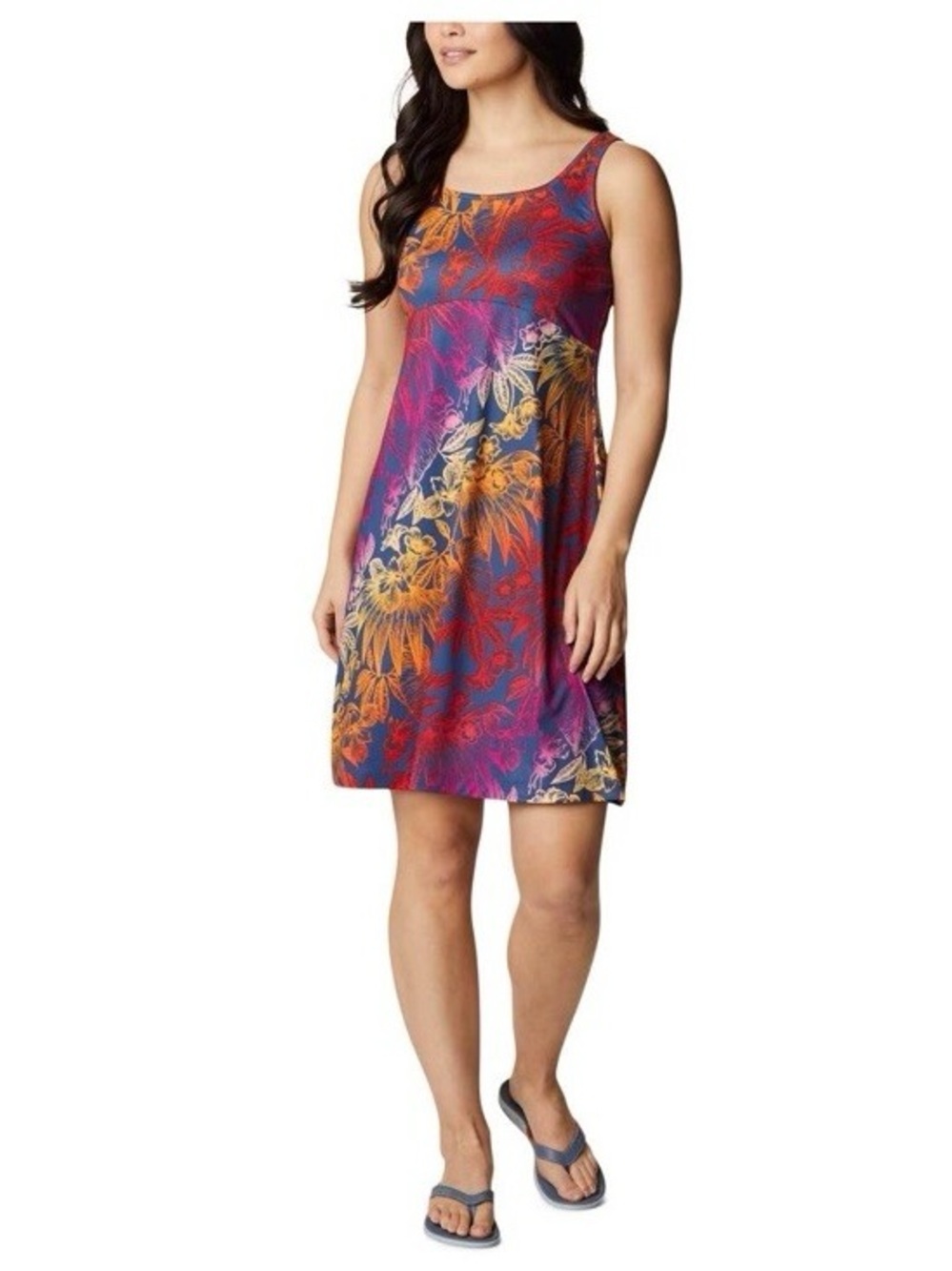 Columbia Floral Tank Dress in Purple, Pink, Orange and Blue Size L